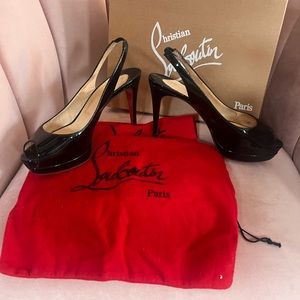 Christian Louboutin black sling back platform heels size 7.5